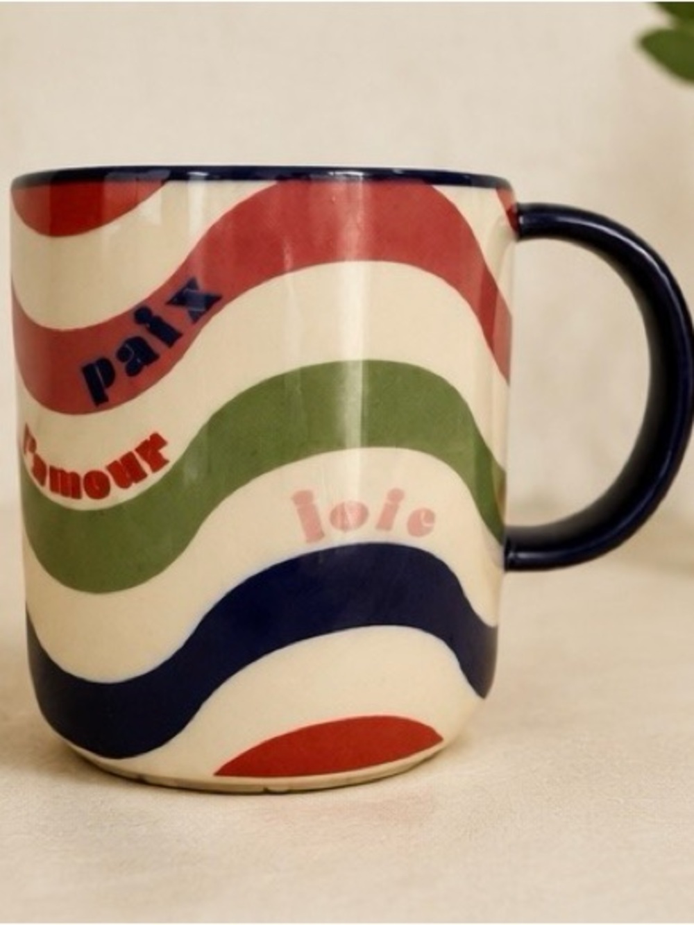 Anthropologie Maeve Paix L’Amour Joie Striped Mug 12 oz